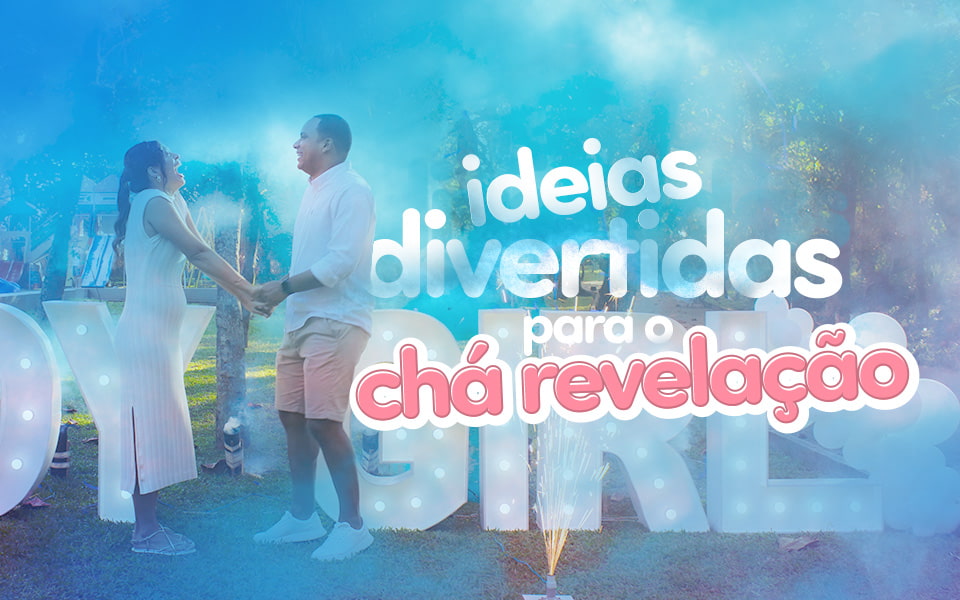 Capa do blog post Ideias divertidas para chá revelação.